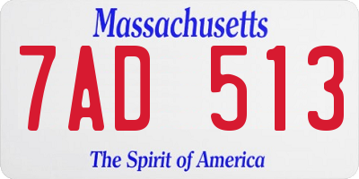 MA license plate 7AD513