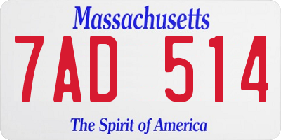 MA license plate 7AD514