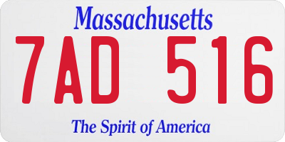 MA license plate 7AD516