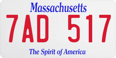 MA license plate 7AD517