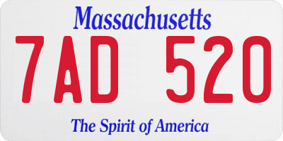 MA license plate 7AD520