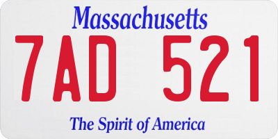 MA license plate 7AD521