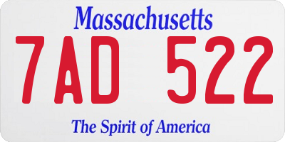 MA license plate 7AD522