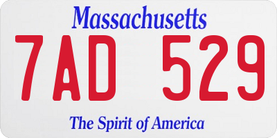 MA license plate 7AD529