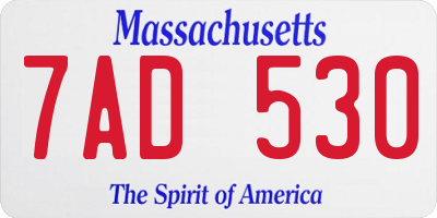 MA license plate 7AD530
