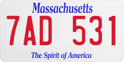 MA license plate 7AD531