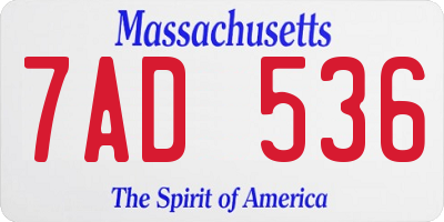 MA license plate 7AD536