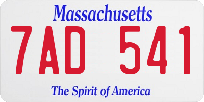 MA license plate 7AD541
