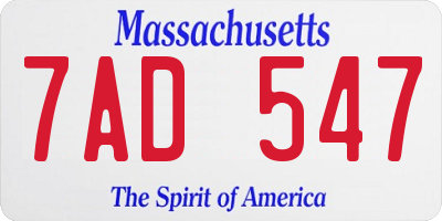 MA license plate 7AD547