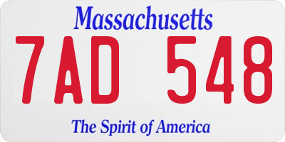 MA license plate 7AD548