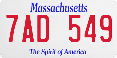 MA license plate 7AD549
