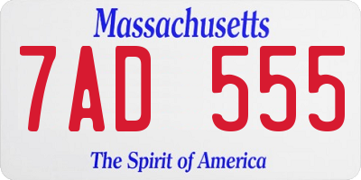 MA license plate 7AD555
