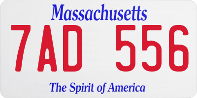 MA license plate 7AD556