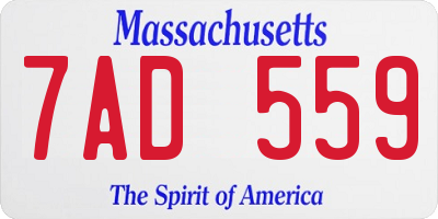 MA license plate 7AD559