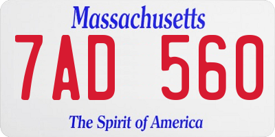 MA license plate 7AD560