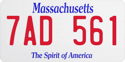 MA license plate 7AD561