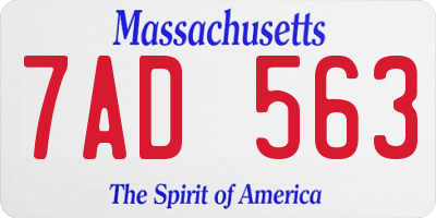 MA license plate 7AD563