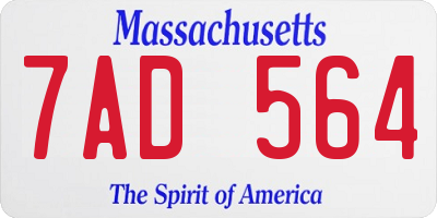 MA license plate 7AD564