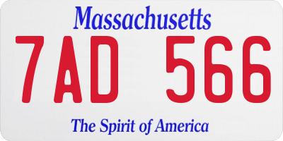 MA license plate 7AD566