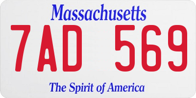 MA license plate 7AD569