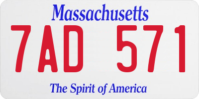 MA license plate 7AD571