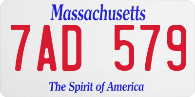 MA license plate 7AD579