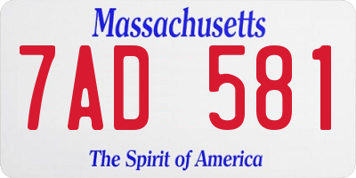 MA license plate 7AD581
