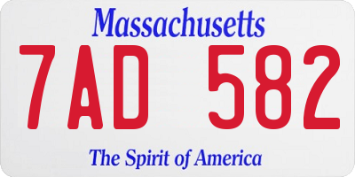 MA license plate 7AD582
