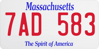 MA license plate 7AD583