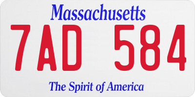 MA license plate 7AD584