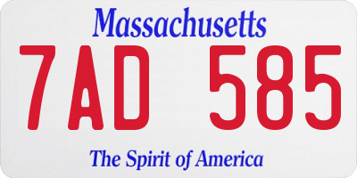 MA license plate 7AD585