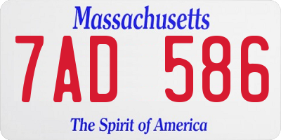 MA license plate 7AD586