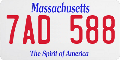 MA license plate 7AD588