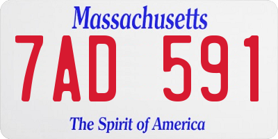 MA license plate 7AD591
