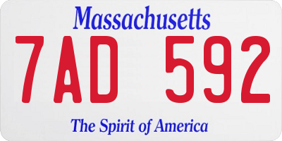 MA license plate 7AD592