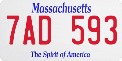 MA license plate 7AD593