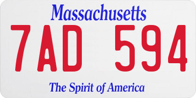 MA license plate 7AD594