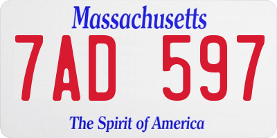 MA license plate 7AD597