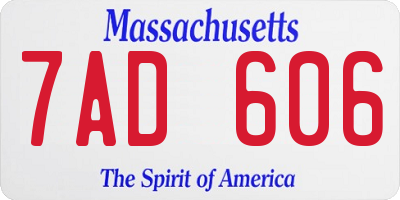 MA license plate 7AD606