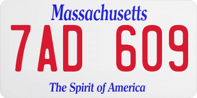 MA license plate 7AD609
