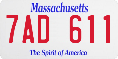 MA license plate 7AD611