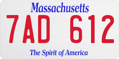 MA license plate 7AD612
