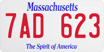 MA license plate 7AD623
