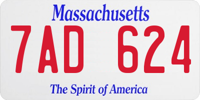 MA license plate 7AD624