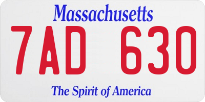 MA license plate 7AD630