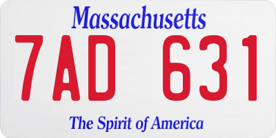 MA license plate 7AD631