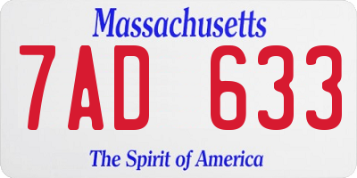 MA license plate 7AD633