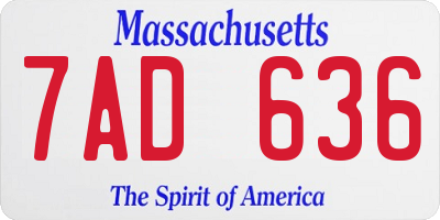 MA license plate 7AD636