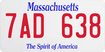 MA license plate 7AD638