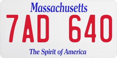 MA license plate 7AD640